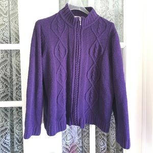 Christopher & Banks Chenille Zipper Cardigan